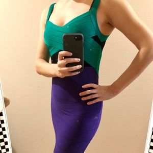 Bebe bodycon dress green purple black